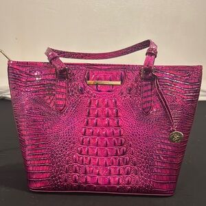 Pink Crocodile Embossed Women's Bag